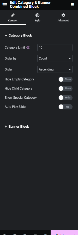 Category &amp; Banner Combined Block Content