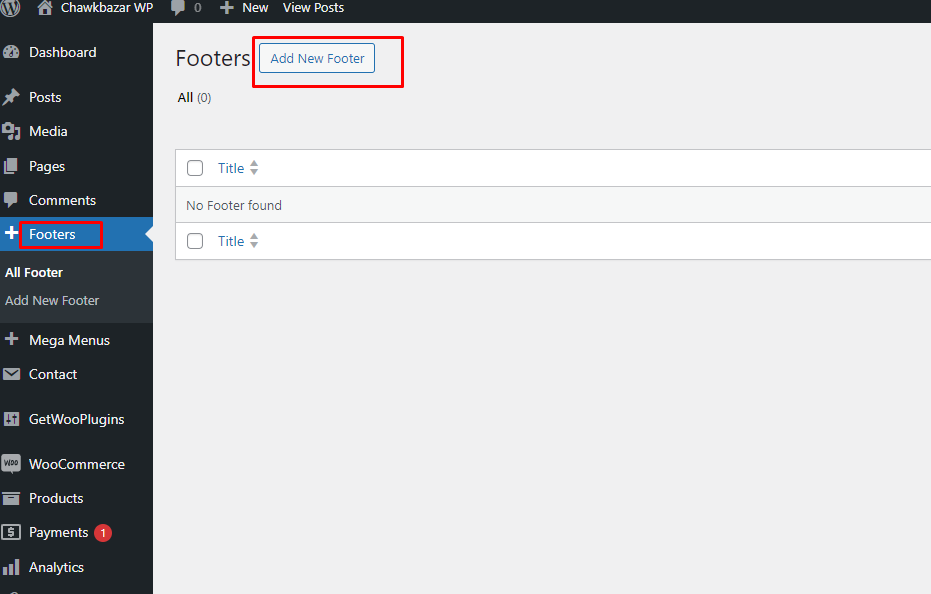 Add New Footer Button